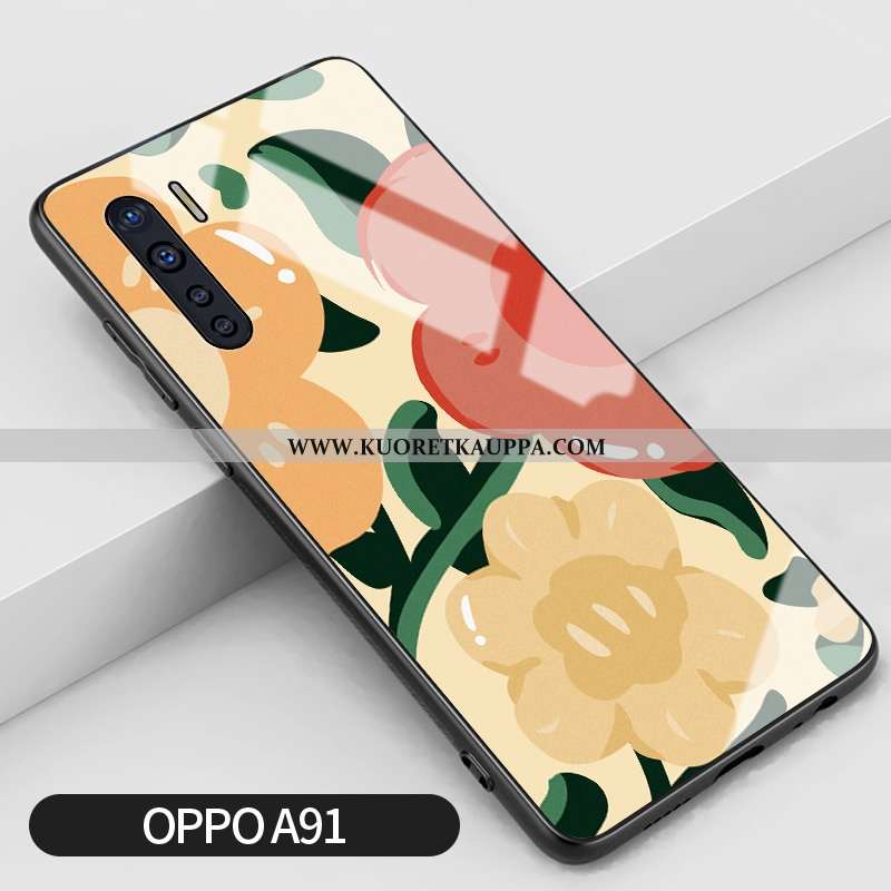 Kuori Oppo A91, Kuoret Oppo A91, Kotelo Oppo A91 Silikoni Suojaus Lasi Peili Keltaiset