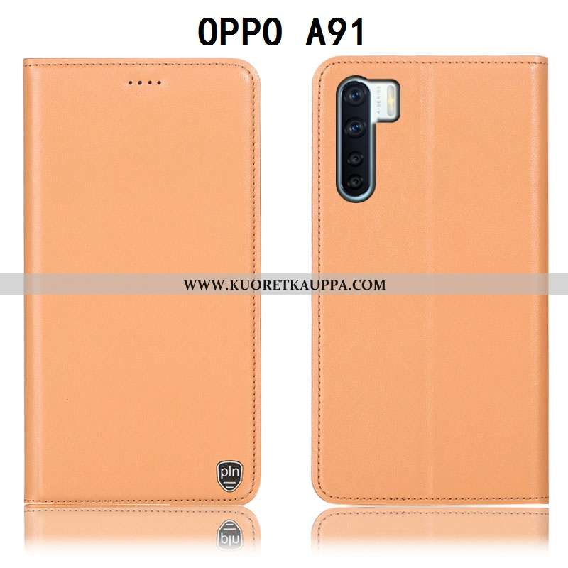 Kuori Oppo A91, Kuoret Oppo A91, Kotelo Oppo A91 Suojaus Nahkakuori Puhelimen Murtumaton Keltaiset