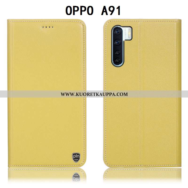 Kuori Oppo A91, Kuoret Oppo A91, Kotelo Oppo A91 Suojaus Nahkakuori Puhelimen Murtumaton Keltaiset