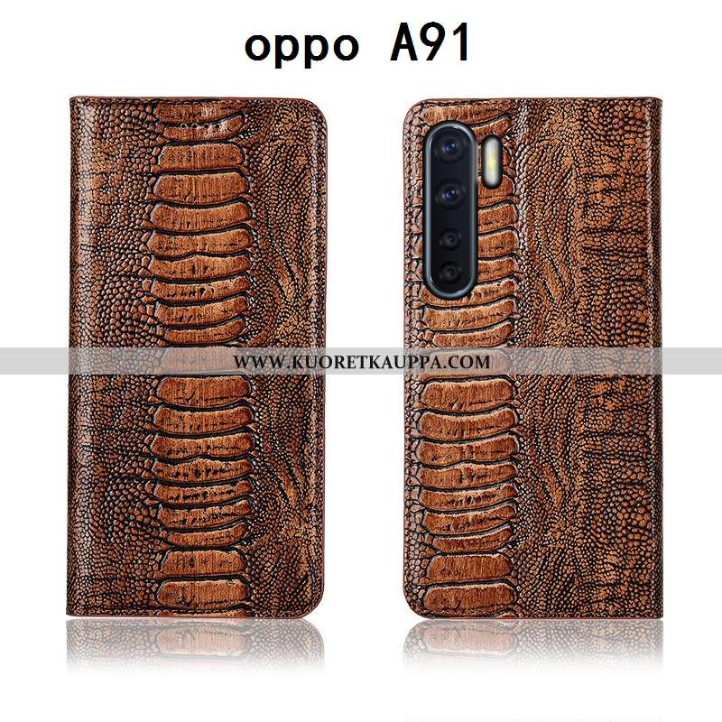 Kuori Oppo A91, Kuoret Oppo A91, Kotelo Oppo A91 Suojaus Nahkakuori Simpukka Nuoret Silikoni Ruskea