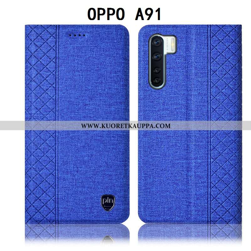 Kuori Oppo A91, Kuoret Oppo A91, Kotelo Oppo A91 Suojaus Pellava Puhelimen Nahkakuori Mustat