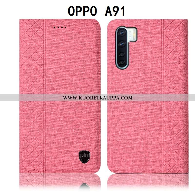 Kuori Oppo A91, Kuoret Oppo A91, Kotelo Oppo A91 Suojaus Pellava Puhelimen Nahkakuori Mustat