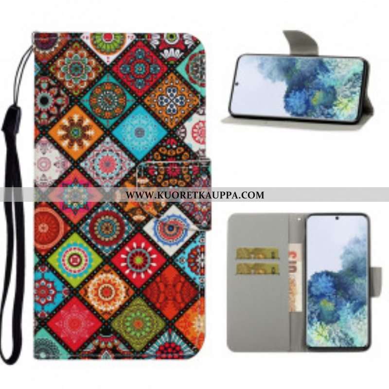 Kotelot Samsung Galaxy S21 Ultra 5G Patchwork Mandalas Kaulanauhalla