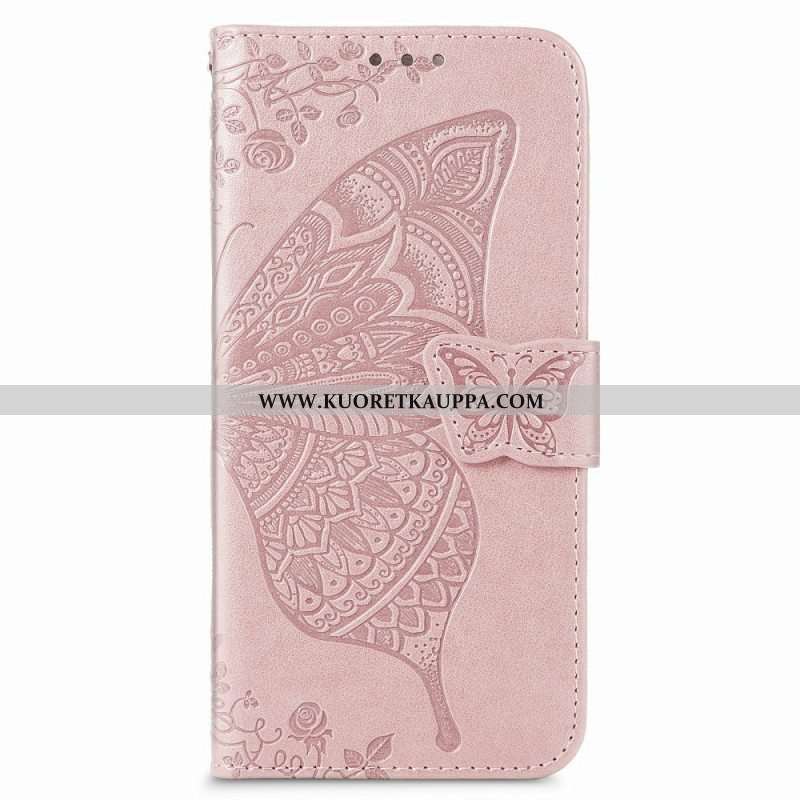 Kotelot Samsung Galaxy S22 Plus 5G Butterfly Design Kaulanauhalla