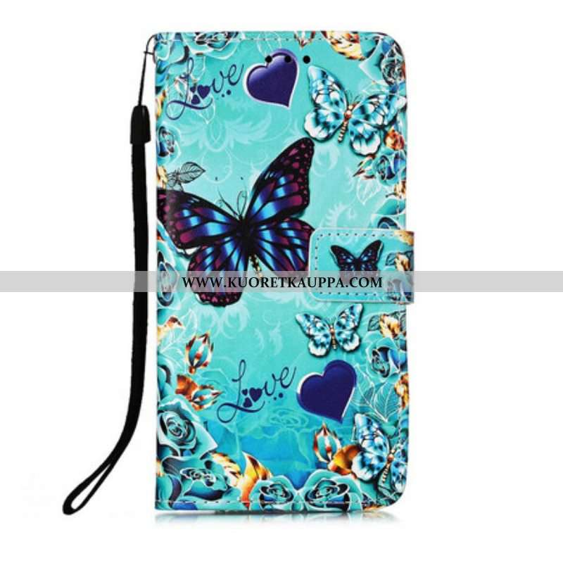 Kotelot iPhone 13 Pro Suojaketju Kuori Love Butterflies Strappy