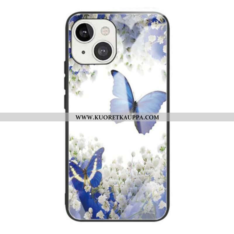 Kuori iPhone 13 Mini Butterflies Design Karkaistu Lasi