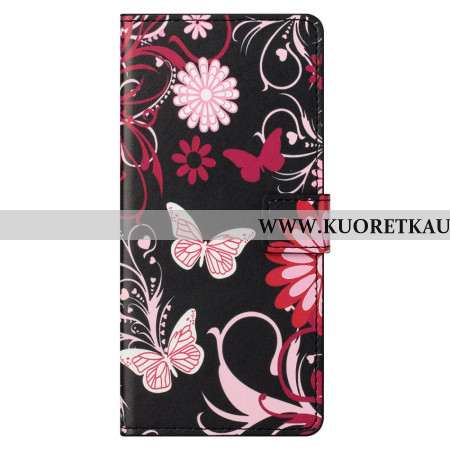 Kotelot Xiaomi Redmi Note 13 5g Perhosia Mustalla Taustalla Suojakuori