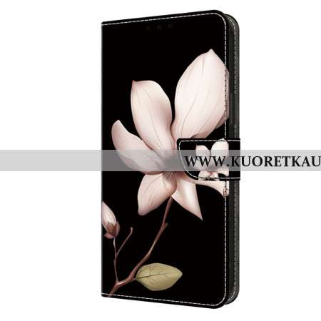 Kotelot Xiaomi Redmi Note 13 5g Vaaleanpunainen Kukka Mustalla Taustalla