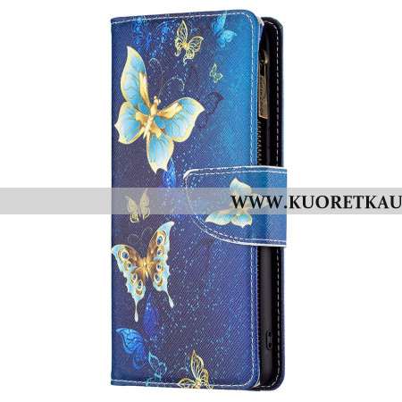 Kotelot Xiaomi Redmi Note 13 Pro 4g Golden Butterflies -lompakko Hihnalla Suojakuori