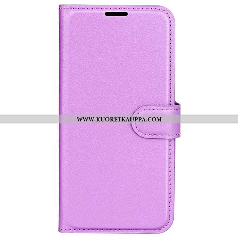 Kotelot iPhone 16 Pro Classic Litchi Faux Leather Suojakuori