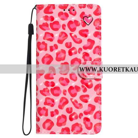 Kuoret Oppo A98 5g 3d Pink Leopard Hihnalla