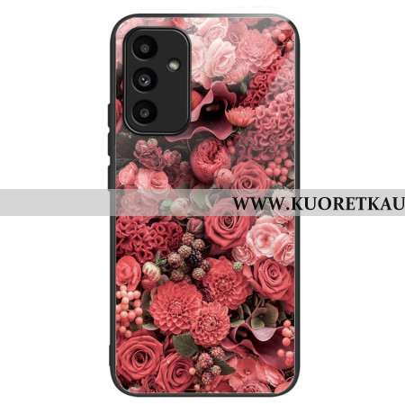 Kuori Samsung Galaxy A15 5g Karkaistua Lasia Punaisia Ja Vaaleanpunaisia Kukkia