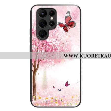 Kuori Samsung Galaxy S24 Ultra 5g Tempered Glass Cherry Blossoms