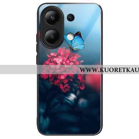 Kuori Xiaomi Redmi Note 13 4g Karkaistu Lasi Punaisia Kukkia Ja Perhosia