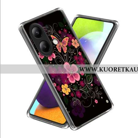 Kuori Xiaomi Redmi Note 13 4g Kukkia Ja Perhosia Suojakuori