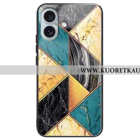 Kuori iPhone 16 Plus Tempered Glass Marble Burst