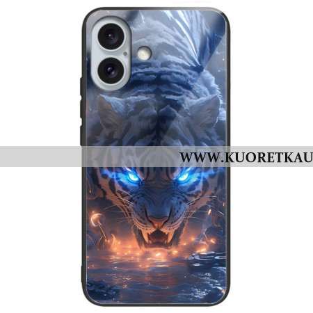 Kuori iPhone 16 Plus Tiger Printed Tempered Glass Suojakuori