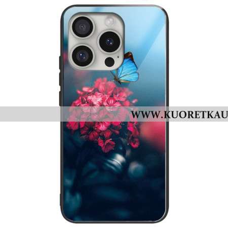 Kuori iPhone 16 Pro Karkaistu Lasikukkia Ja Perhonen