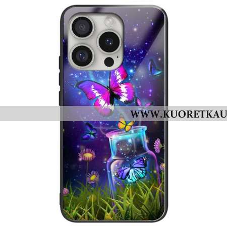 Kuori iPhone 16 Pro Max Karkaistu Lasipullo Ja Perhosia