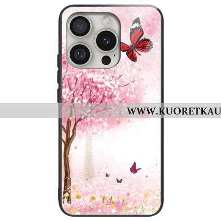 Kuori iPhone 16 Pro Max Tempered Glass Cherry Blossoms